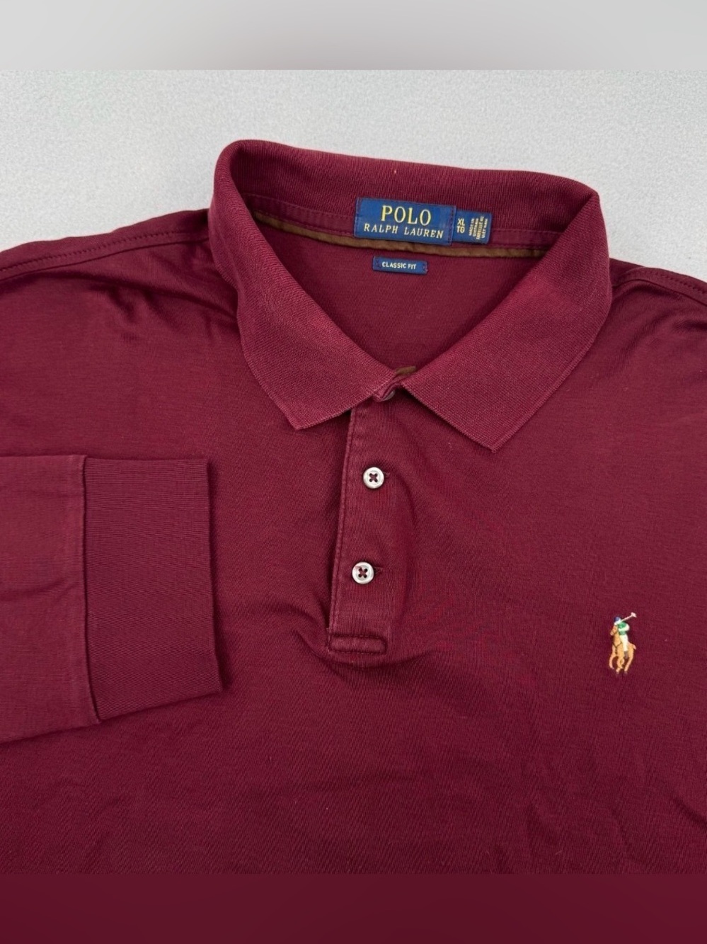 Polo by Ralph Lauren Burgundy Long Sleeve Classic Fit Polo